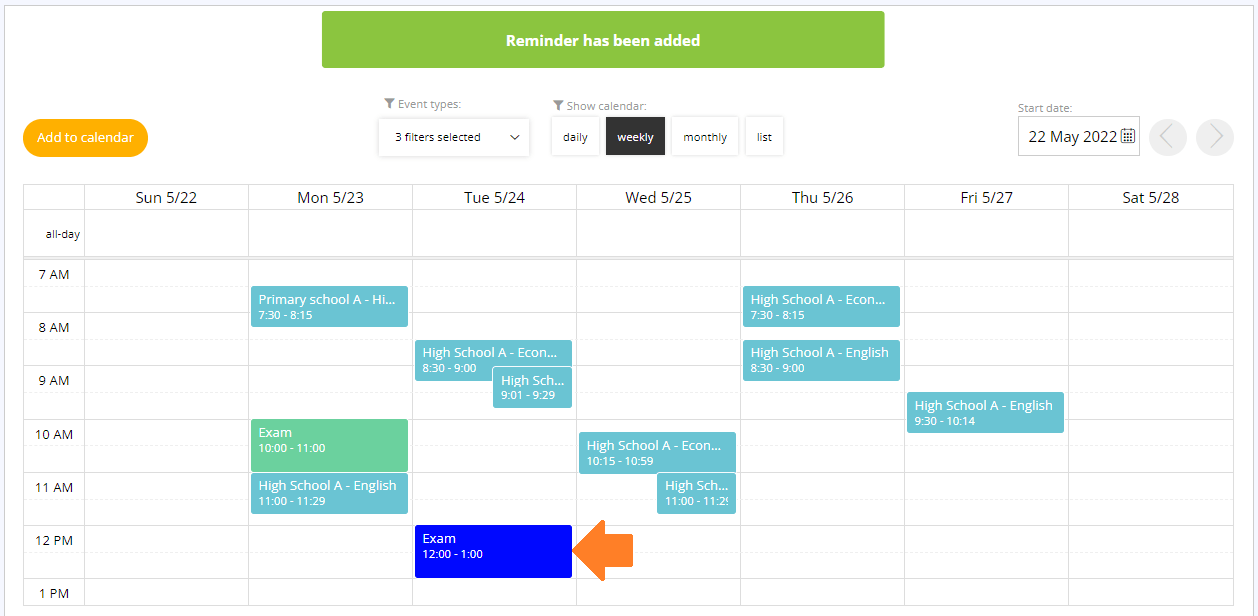 How to create and view events in Calendar ? Manual web Adservio